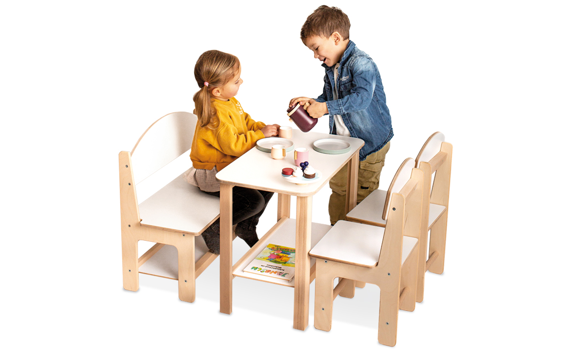 Bild 1 - Kinder-Sitzgruppe natur/weiß